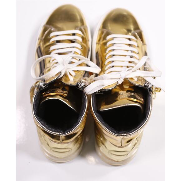 Robin's Jeans Hi Top Gold Zipper Leather Sneakers Eu 43 - US 10 - Picture 5 of 13